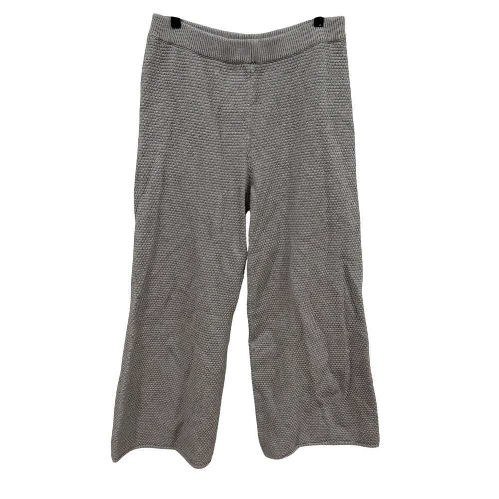 Free People Beach Grey Cotton Knit Wide Leg Textured Crop Pants Medium